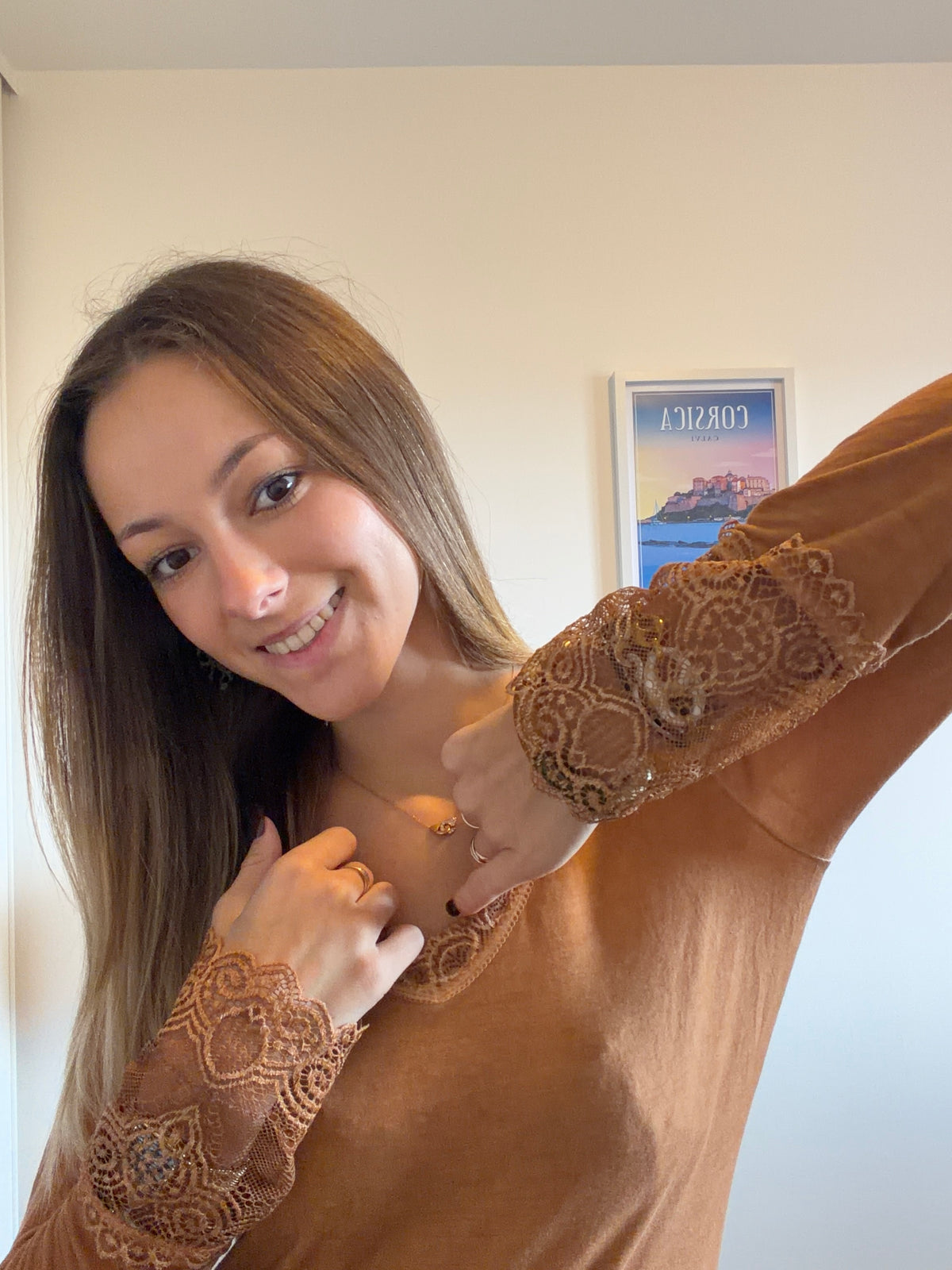 Sous-pull DENTELLE camelle