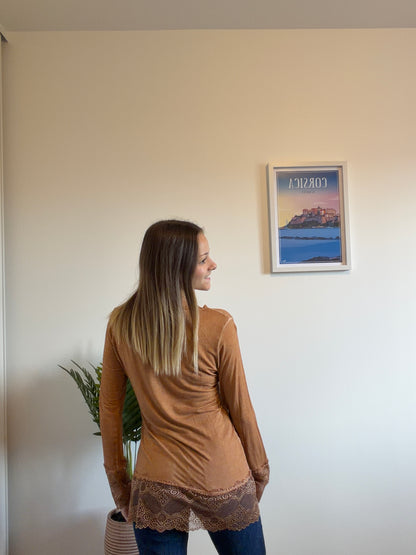 Sous-pull DENTELLE camelle