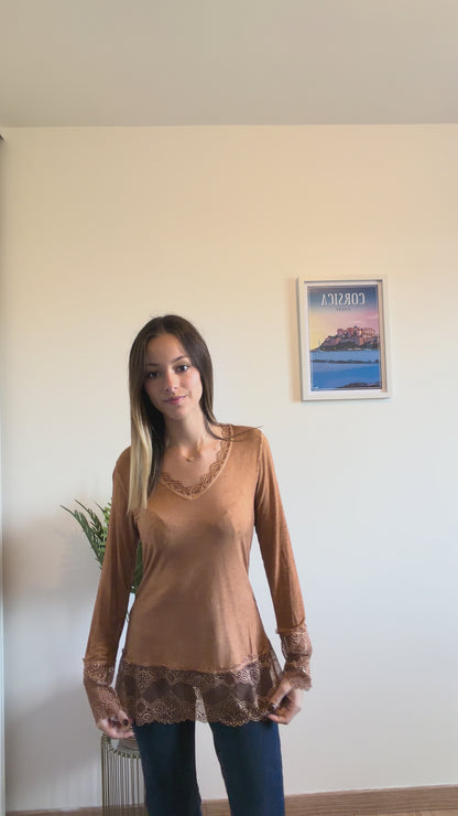 Sous-pull DENTELLE camelle